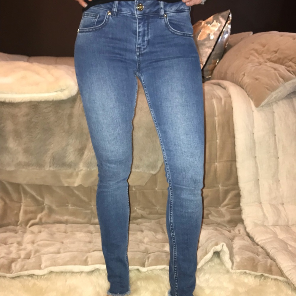 Ted Baker Mid Wash Raw Hem Denim Jeans